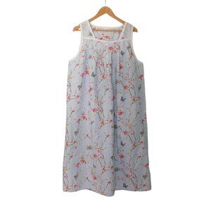 NEW Portuguese Cotton Nightgown Sleeveless Blue Floral Cotton Lawn Size‎ …